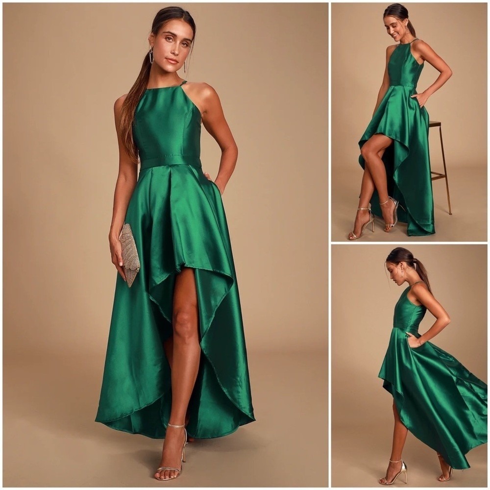 Lulus Broadway Show Emerald Green High-Low Gown Size XL